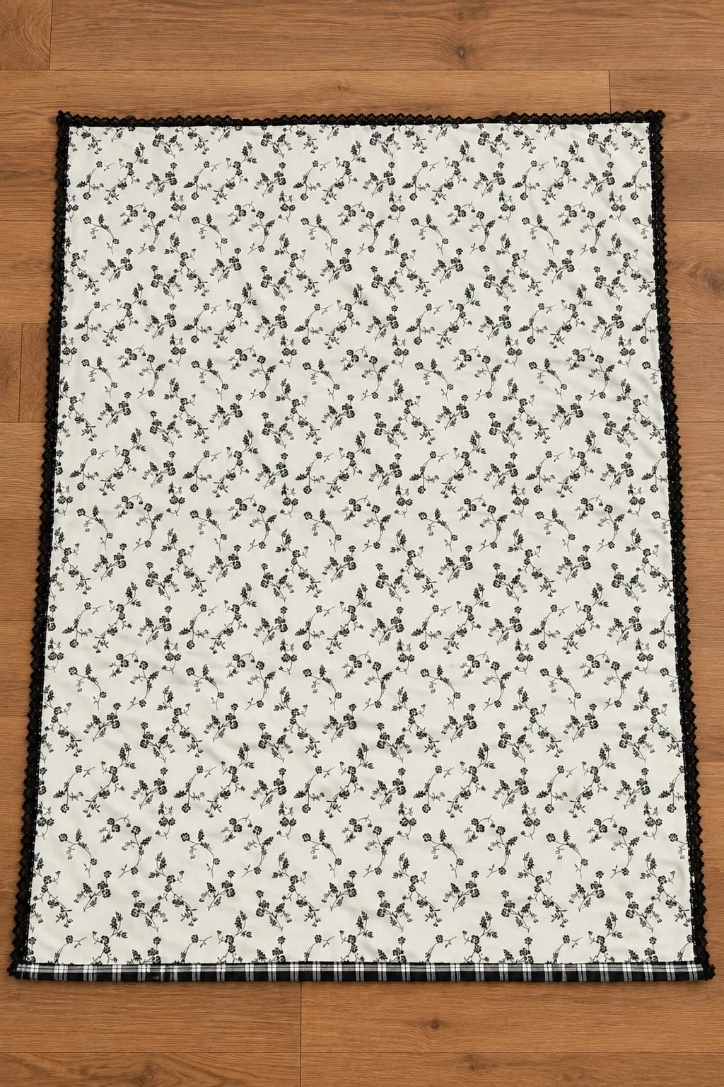 CHEX BLACK & WHITE-FLORAL MASALLA BAG (NBMB0910) - Image 2