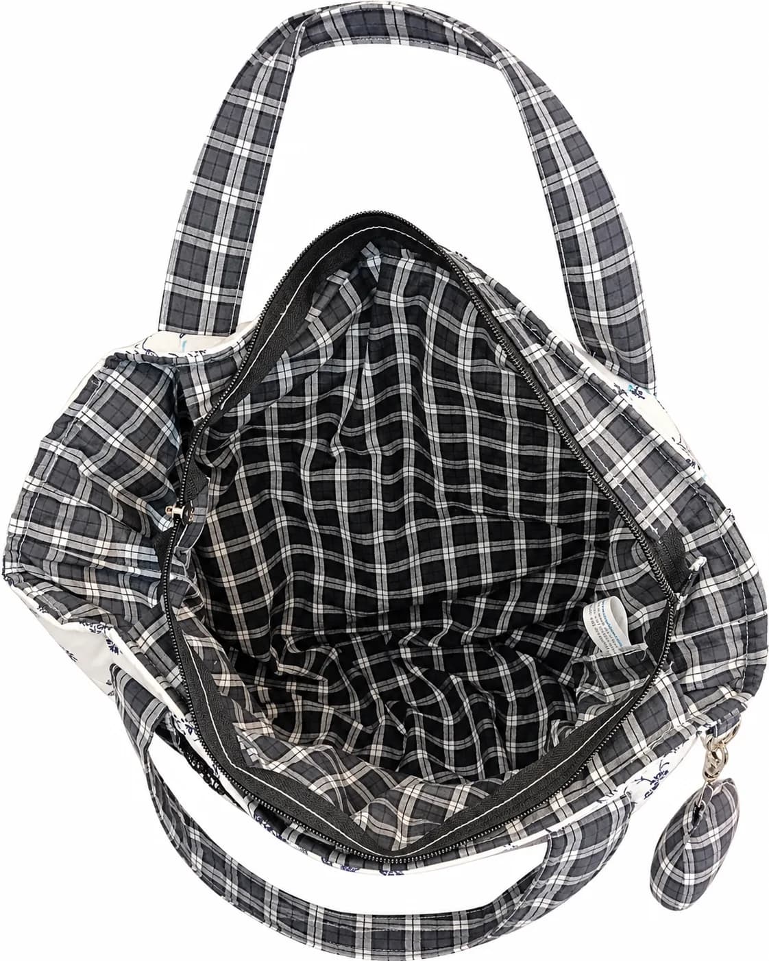 CHEX BLACK & WHITE-FLORAL MASALLA BAG (NBMB0910) - Image 4