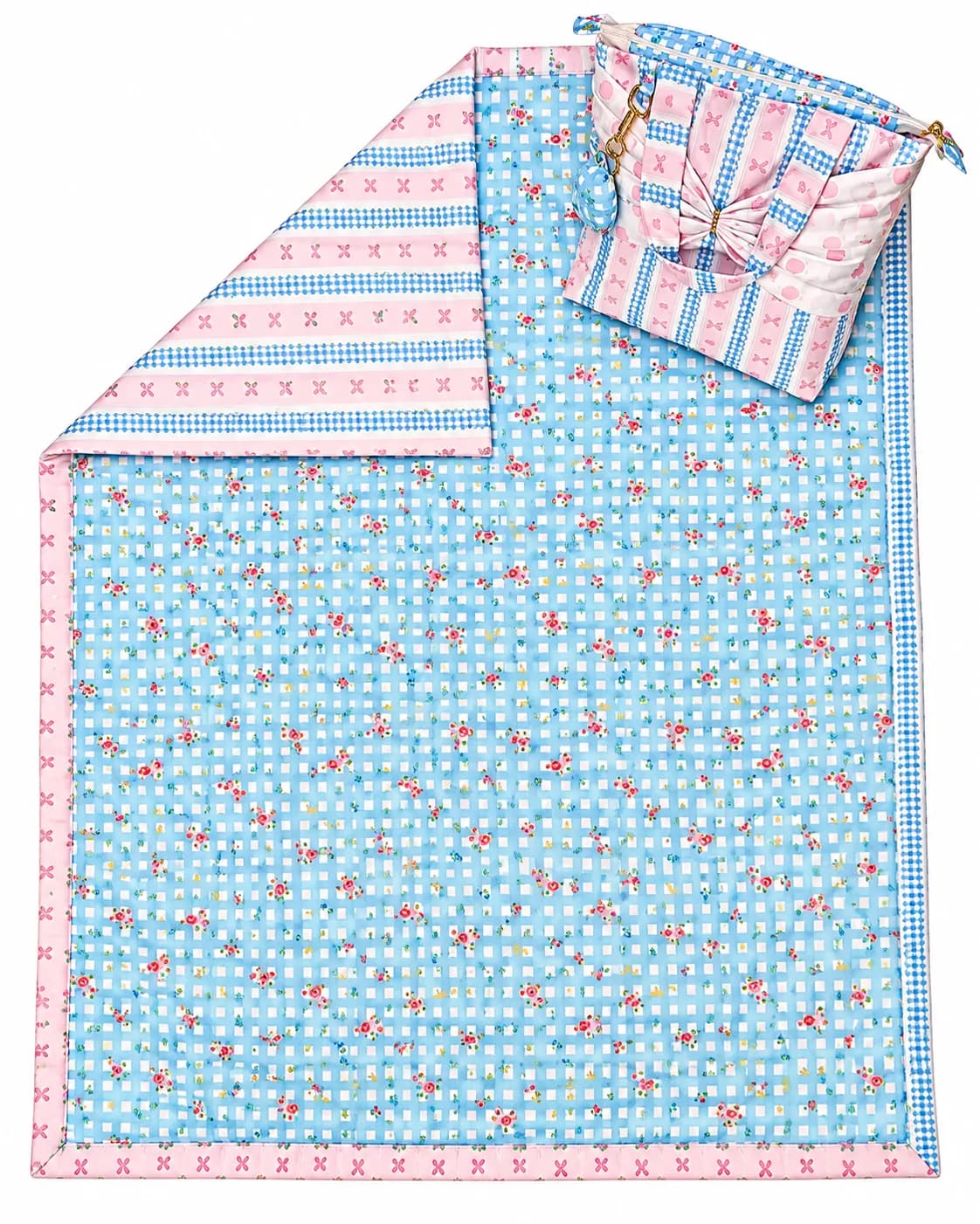 PINK & BLUE BOW MASALLA BAG SET (NBMB0911) - Image 1