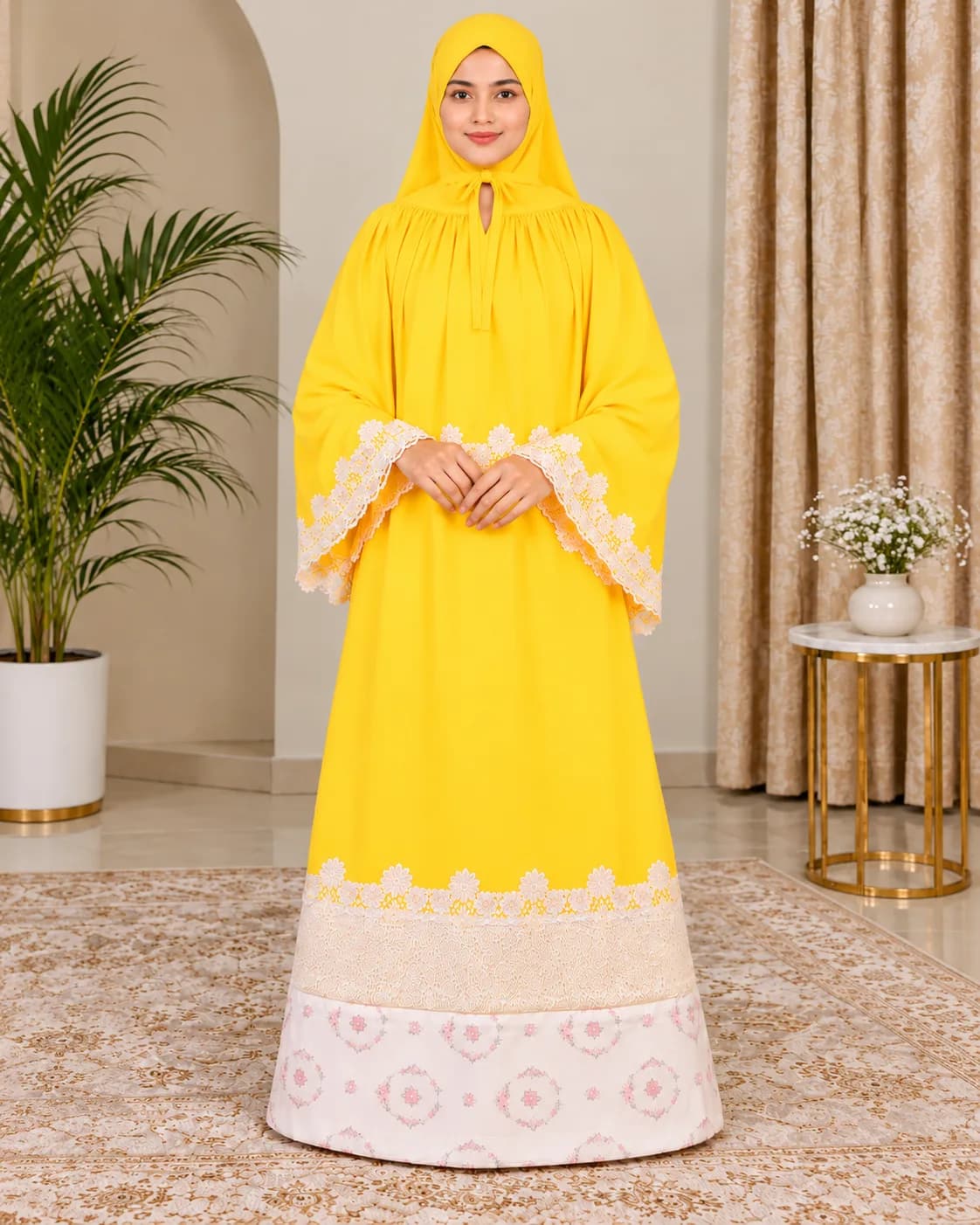 SUNSHINE YELLOW FLORAL LACE RIDA(NBR0912) - Image 2
