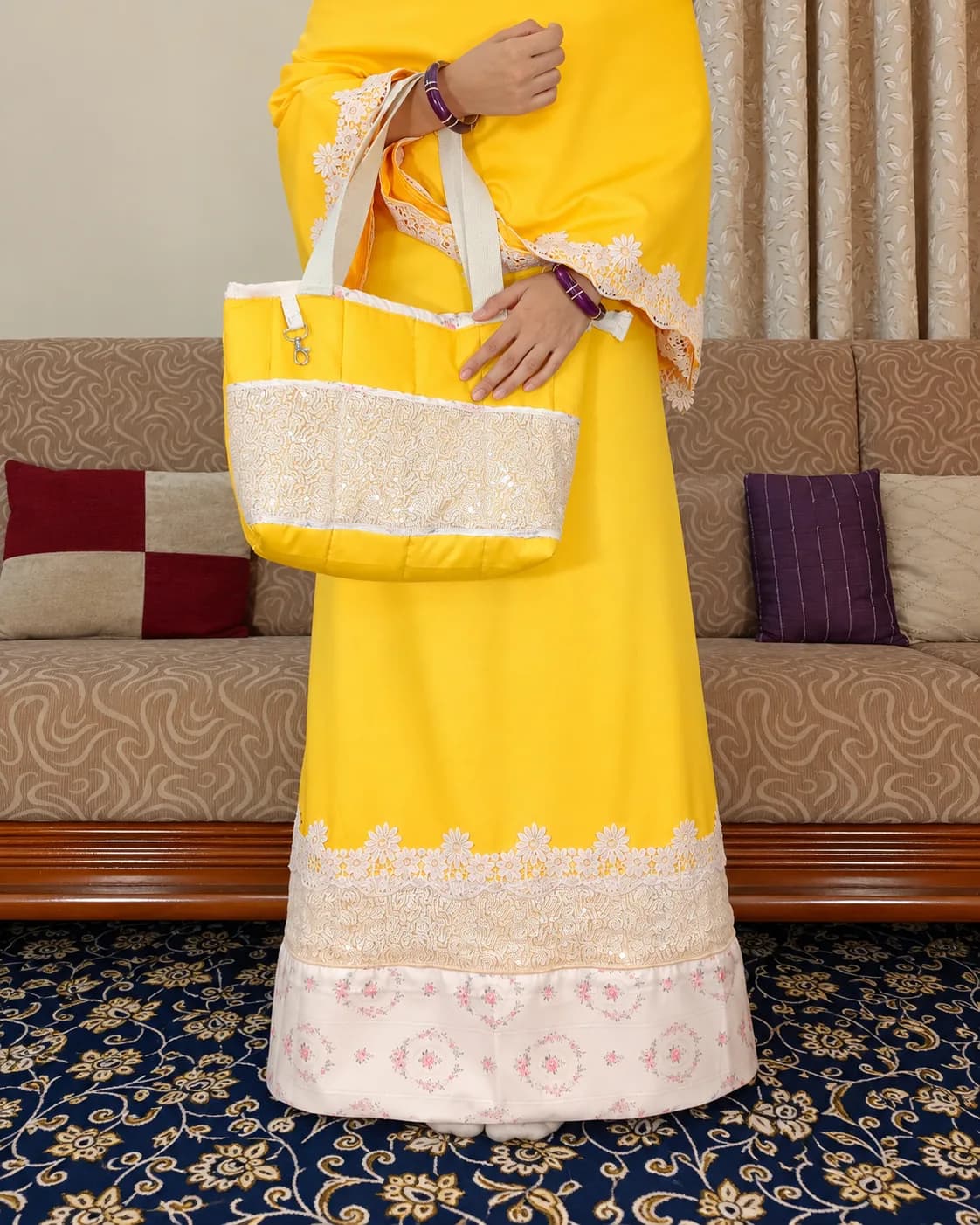 SUNSHINE YELLOW FLORAL LACE RIDA(NBR0912)
