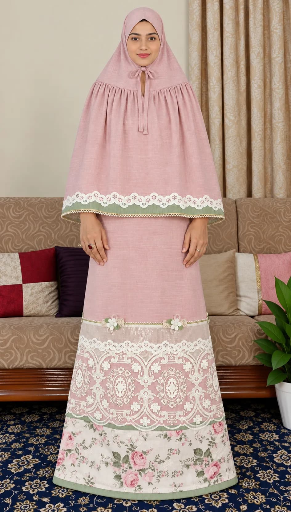 Blush Pink Floral Lace Rida (NBR0908) - Image 5
