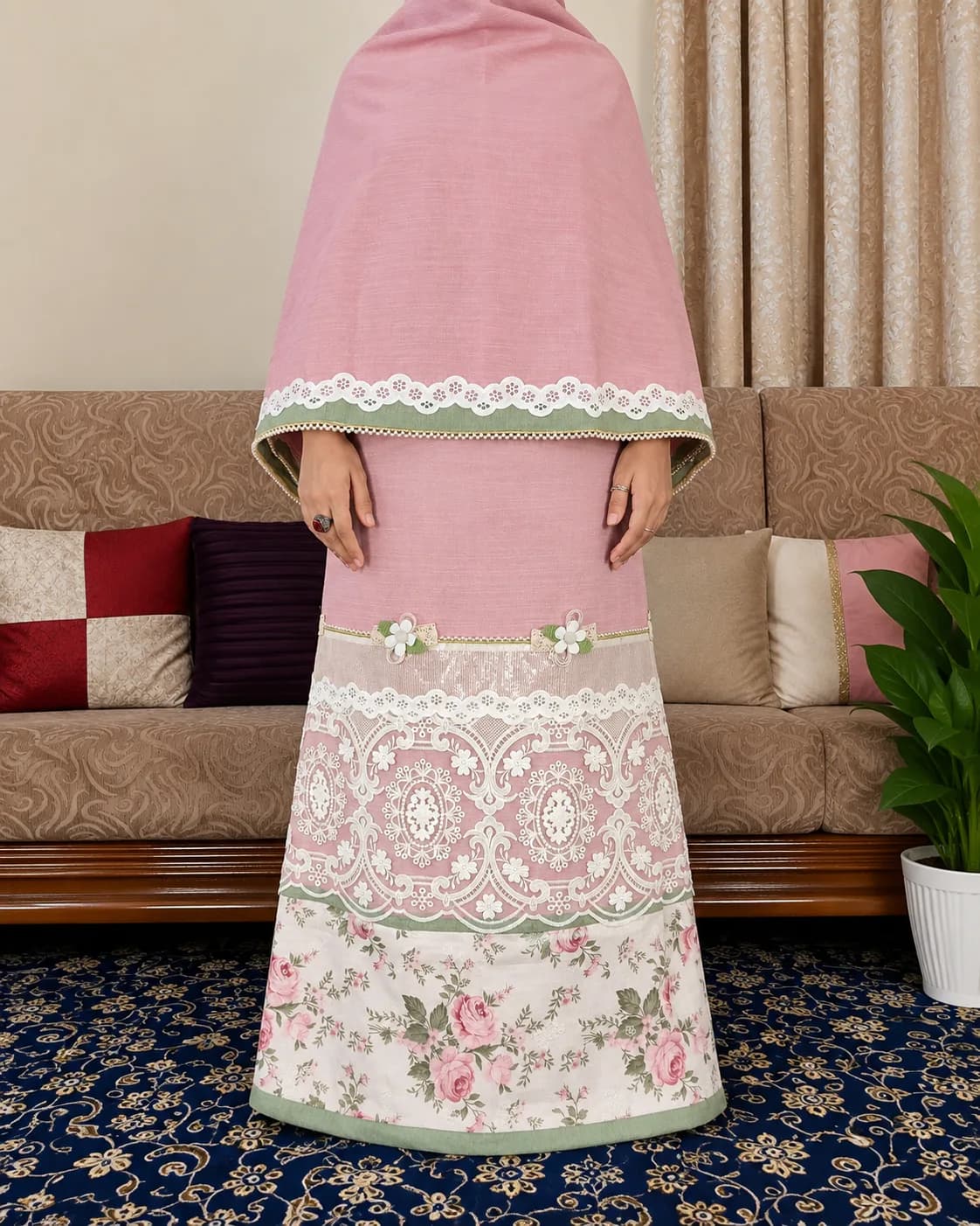Blush Pink Floral Lace Rida (NBR0908)