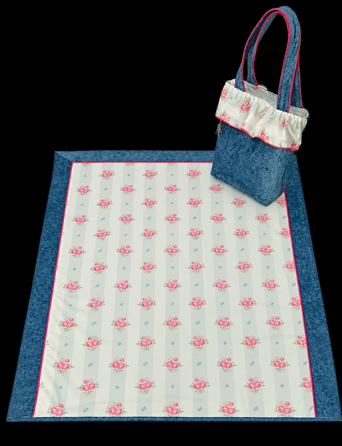 DENIM BLUE COLOR VELVET FABRIC MASALLA BAG (NBMB0906) - Image 1