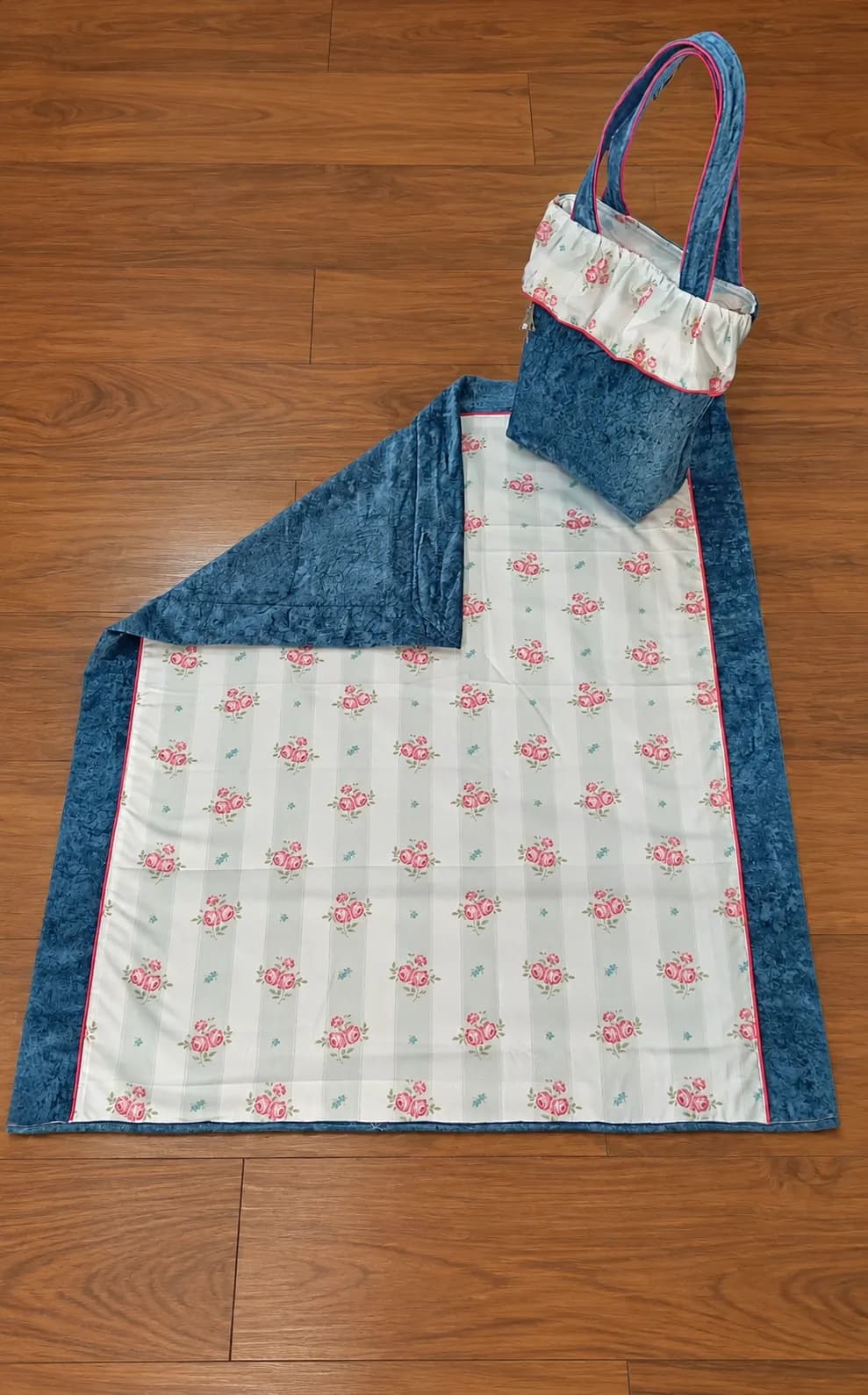 DENIM BLUE COLOR VELVET FABRIC MASALLA BAG (NBMB0906) - Image 4