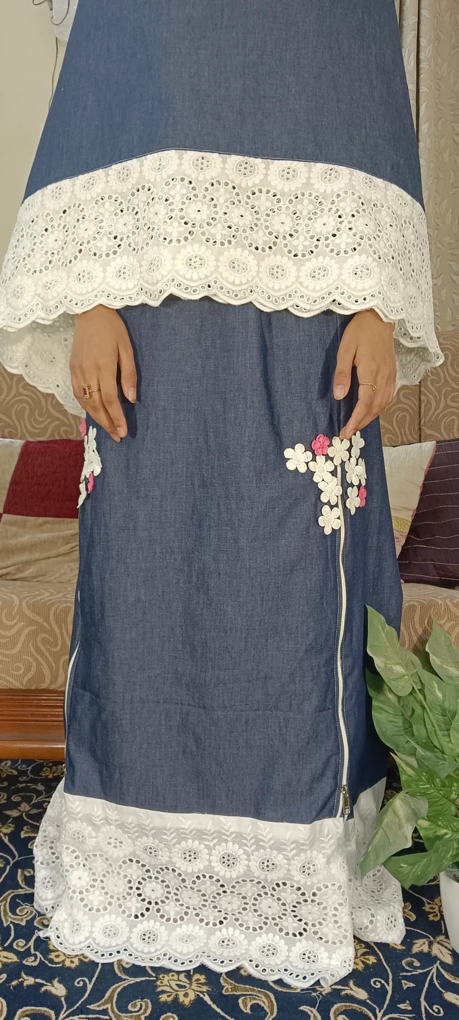 DENIM RIDA WITH VERTICAL ZIPPER PANEL (NBR0816)