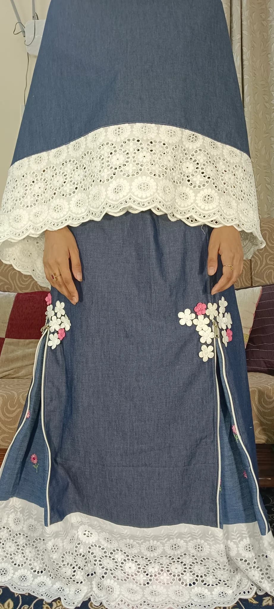 DENIM RIDA WITH VERTICAL ZIPPER PANEL (NBR0816) - Image 3