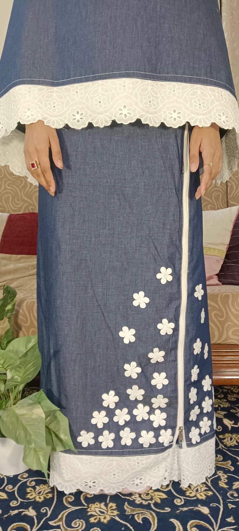 DENIM WITH WHITE FLOWER RIDA (NBR0818)
