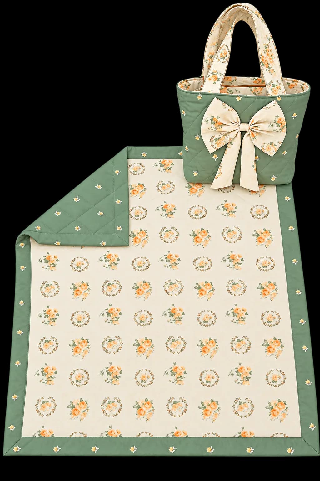 NB FLORAL GREEN AND PEACH PRINT MB. (NBMB0901) - Image 1