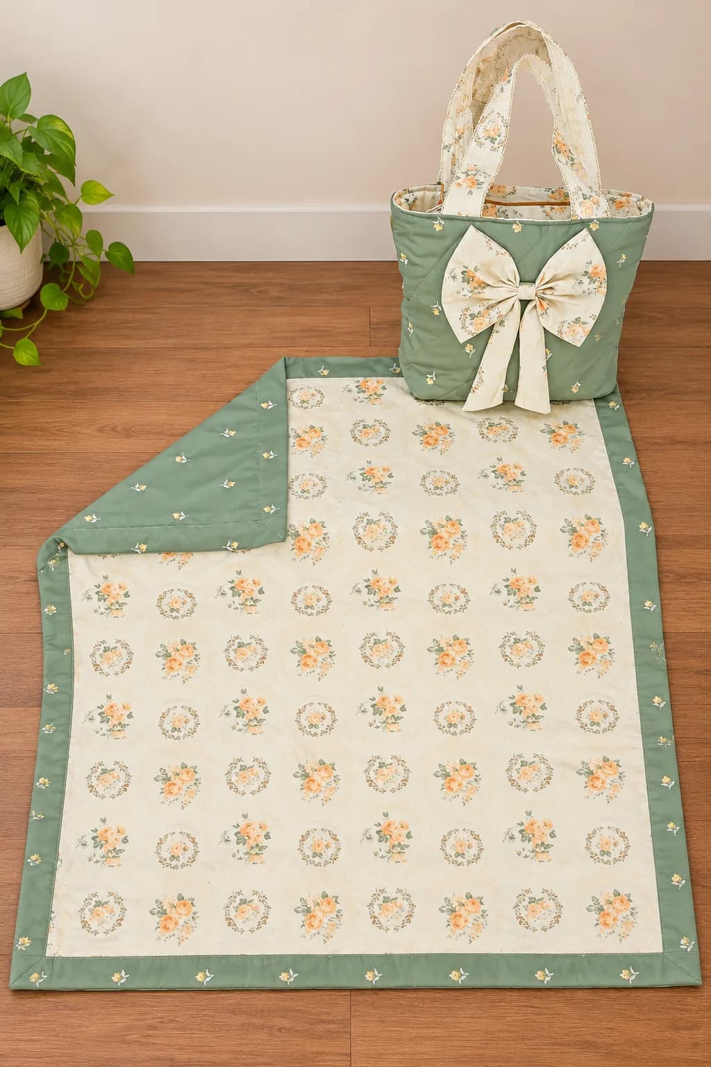 NB FLORAL GREEN AND PEACH PRINT MB. (NBMB0901) - Image 3