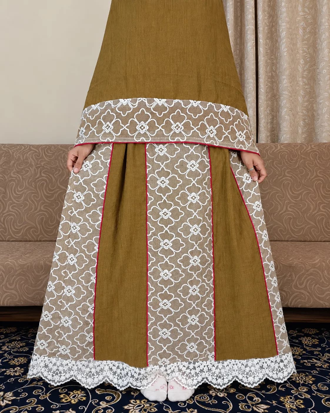 Olive Rida with White Elegance Lace (NBR0909) - Image 1