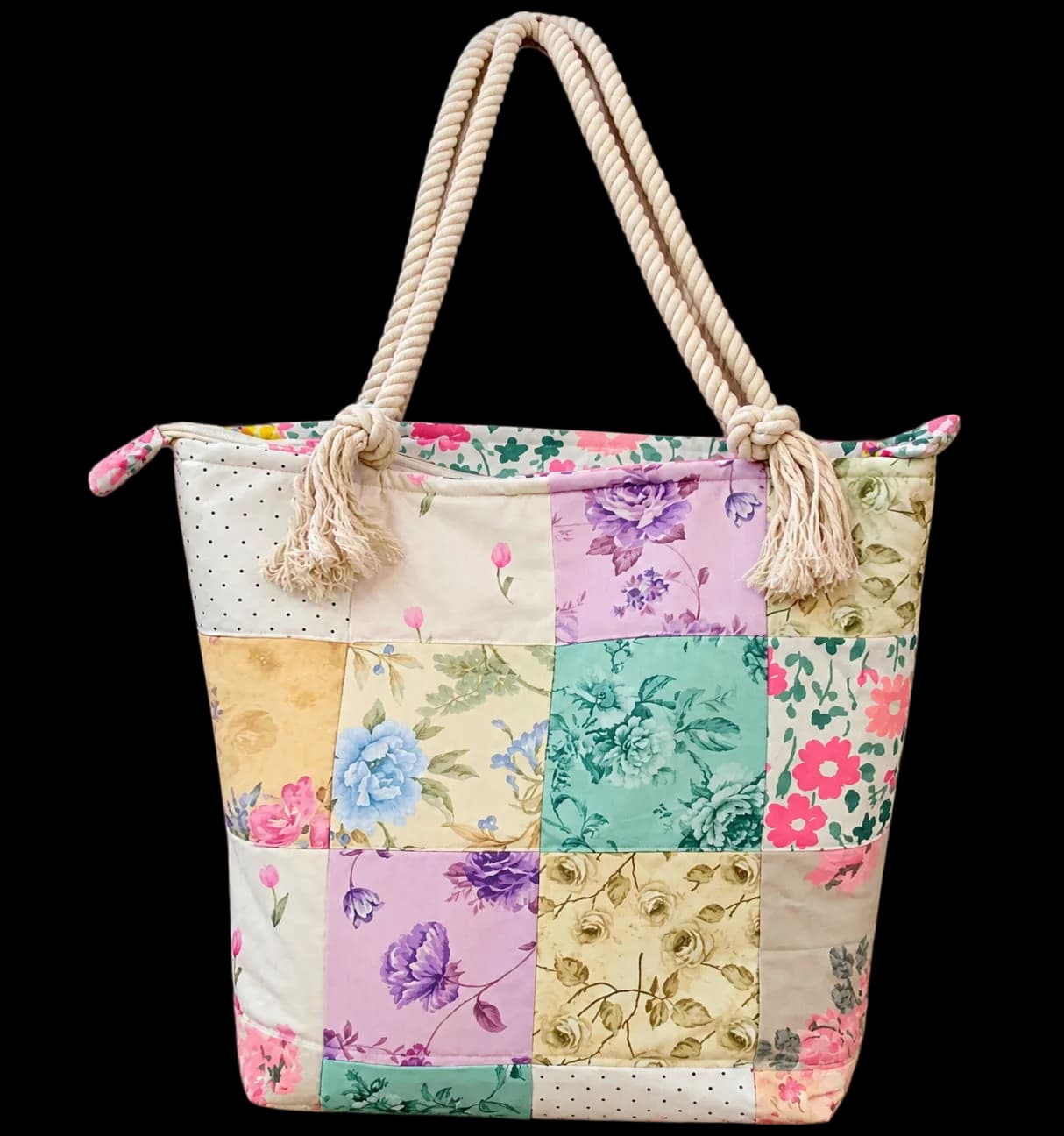 PATCHWORK TOTE BAG WITH POUCH (NBTB0901) - Image 4