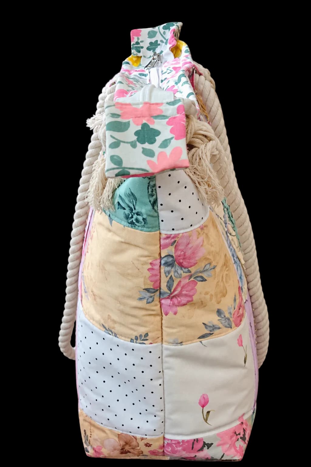 PATCHWORK TOTE BAG WITH POUCH (NBTB0901) - Image 3