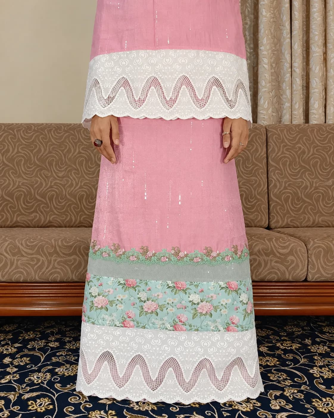 Pink Mint Floral Lace Rida (NBR0911)