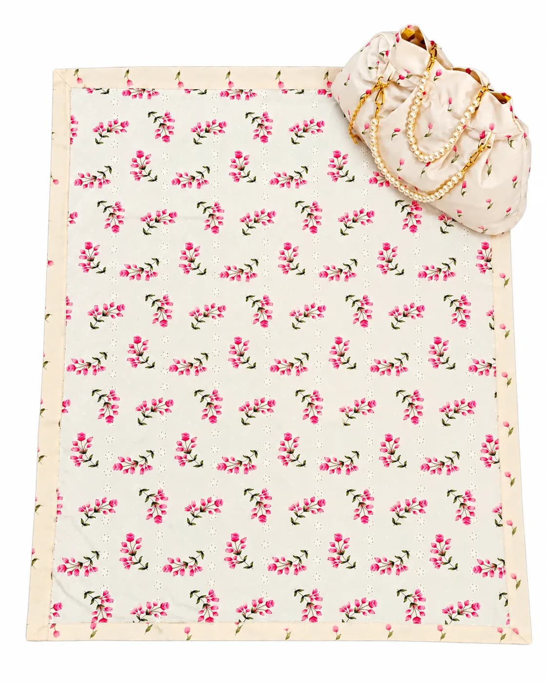 Pink Tulip Masalla Bag – Cream & Pink(NBMB0908) - Image 1