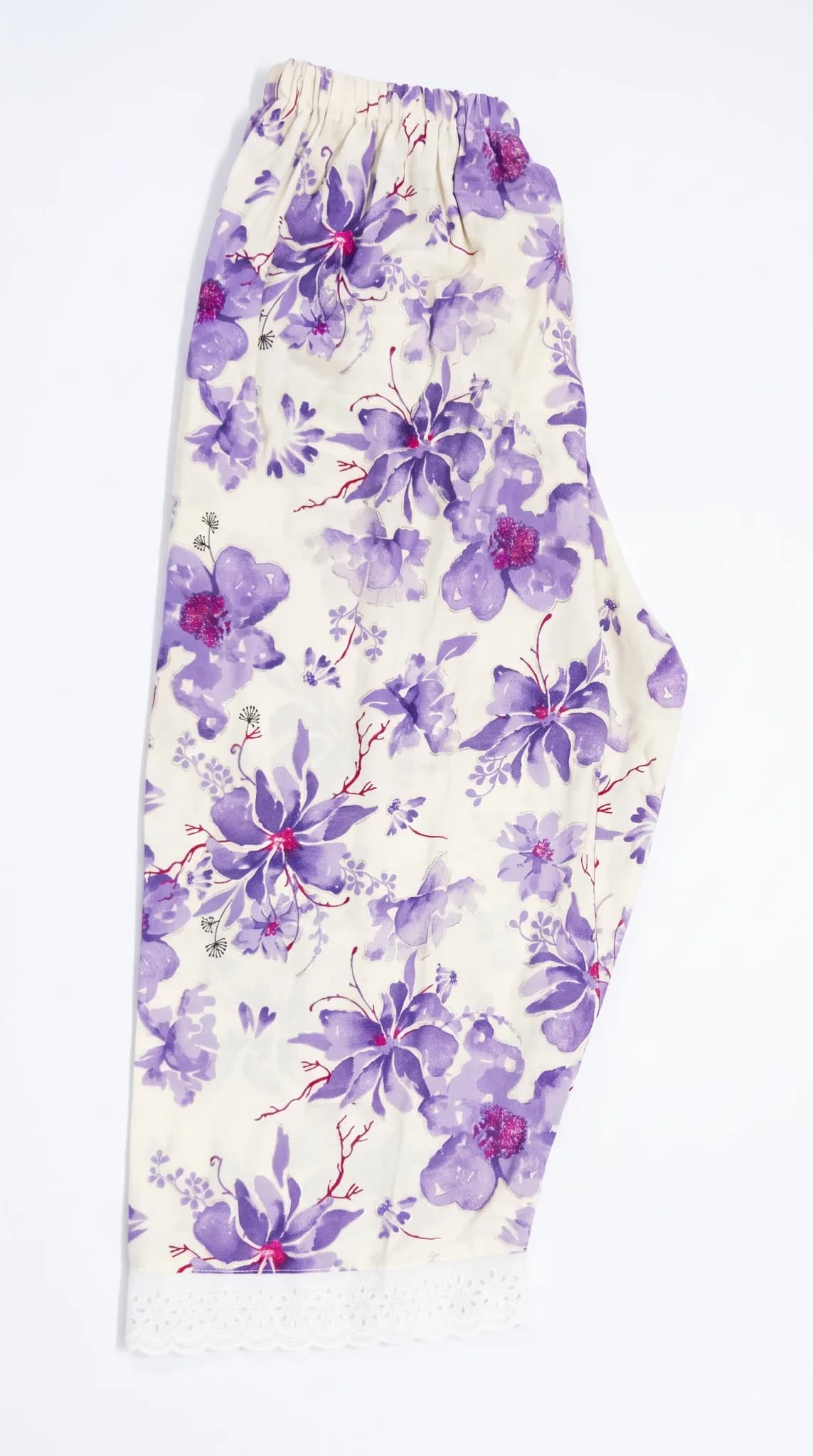 Purple Garden Floral Soft Rayon Pant (NBER0911) SIZE: 38" L - Image 4