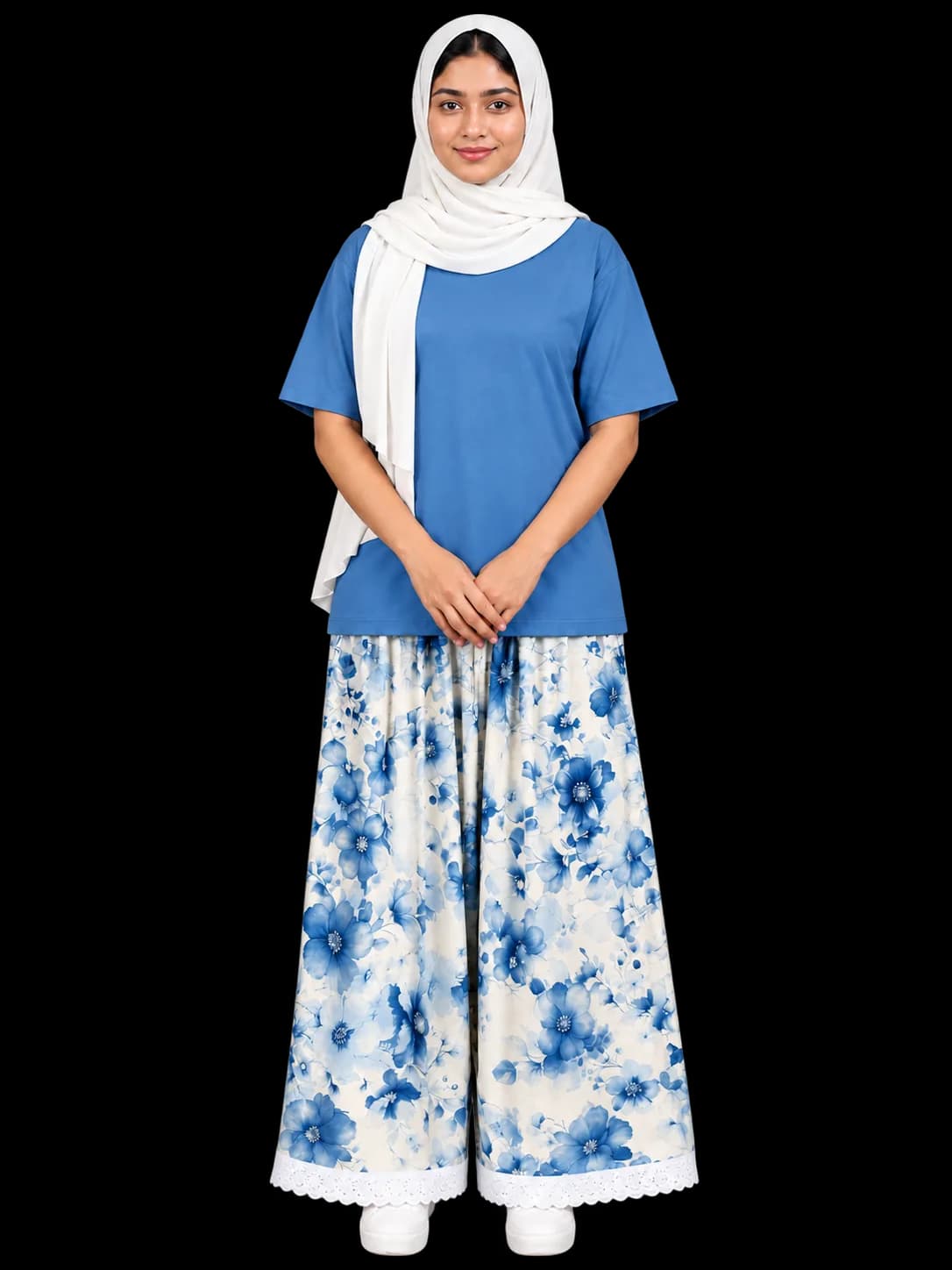 Purple Garden Floral Soft Rayon Pant (NBER0910) SIZE: 39" L - Image 1