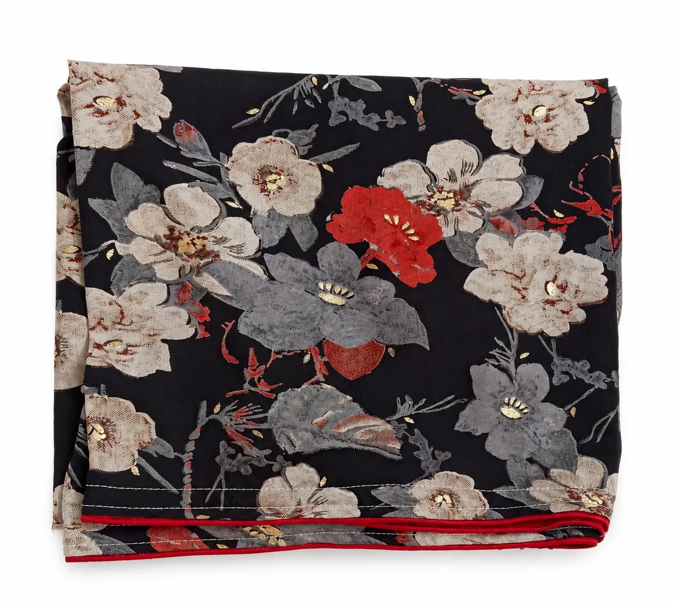 RAYON BLACK EZAR WITH FLORAL PRINT (NBER0902) SIZE: 36"L - Image 4