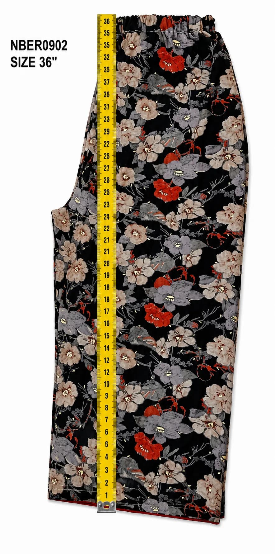 RAYON BLACK EZAR WITH FLORAL PRINT (NBER0902) SIZE: 36"L - Image 3