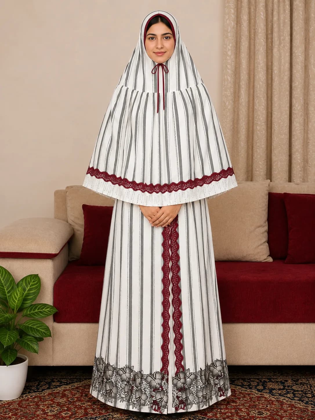 WHITE AND BLACK STRIPED RIDA (NBR05053) - Image 2